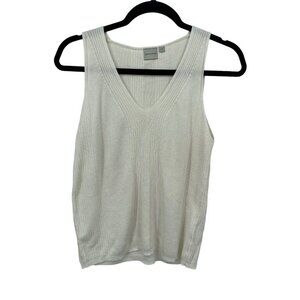 Andrea Mare Ivory Knit Vest Sleeveless V neck Regular Size Medium